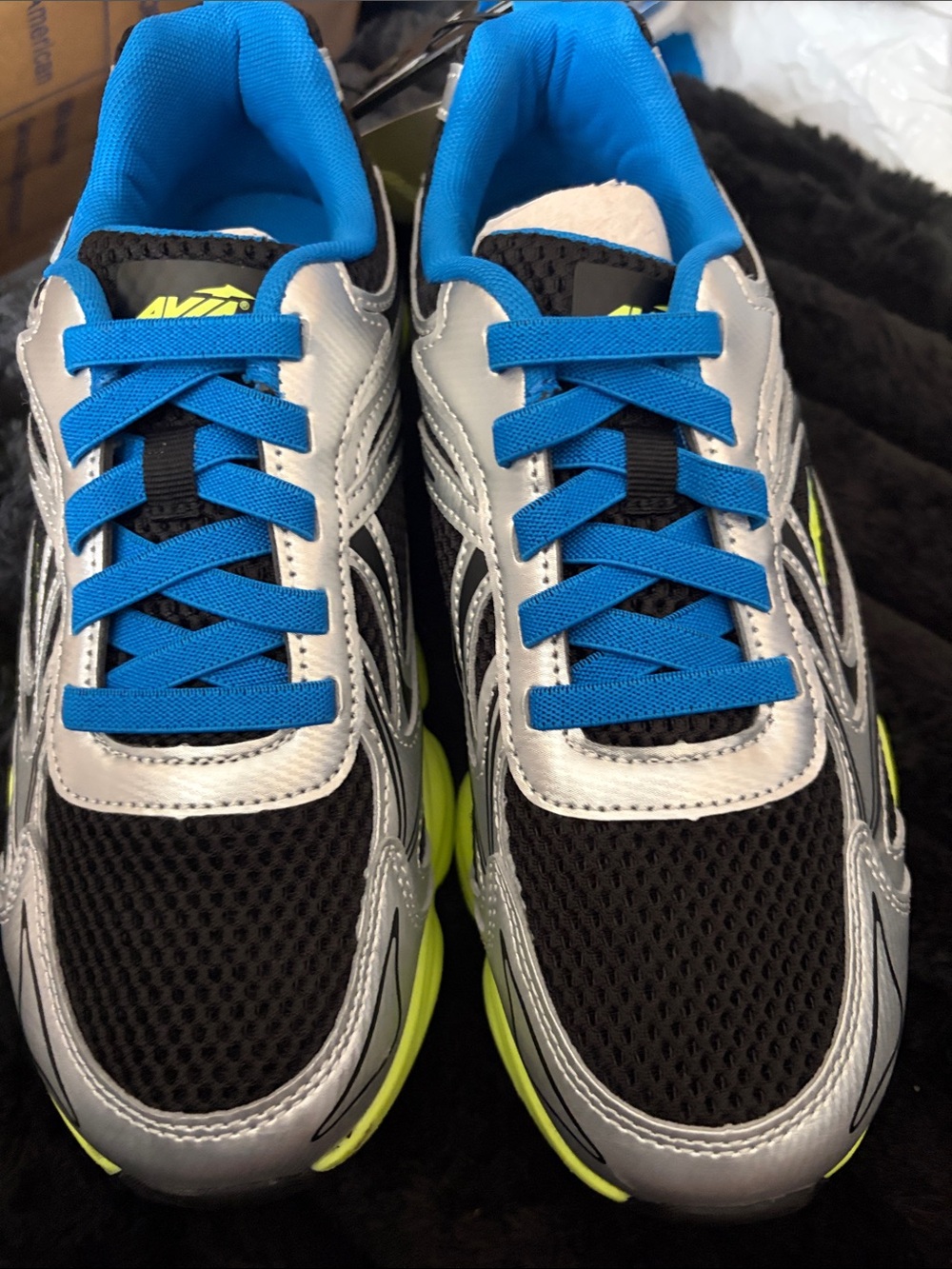 Kids Athletic Sneakers - Black, Blue & Silver